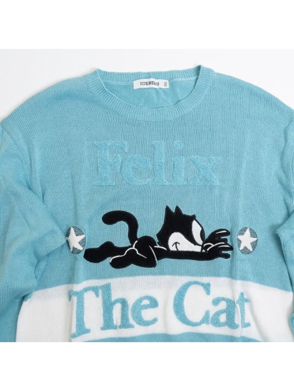 Vintage Iceberg Felix The Cat Knit Sweater Blue White Cartoon Italy Rare S - Picture 4 of 14